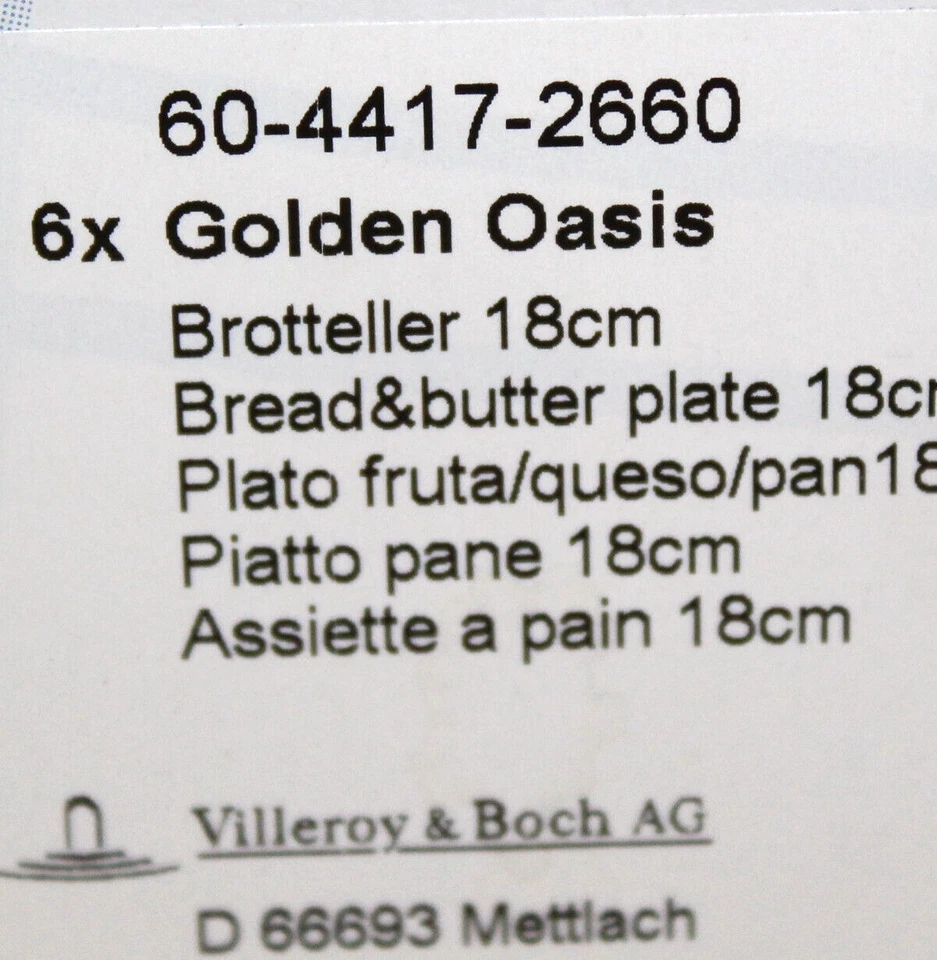 Golden Oasis 6 Brotteller 18 cm - Beilagenteller Villeroy & Boch - Bild 2 von 2