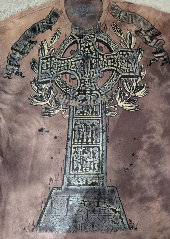 Camiseta Ring Of Fire Para Hombre XXL Marrón Lavada Hecha en EE. UU. Estilo Aflicción Usada en Excelente Condición Foto 3 de 4