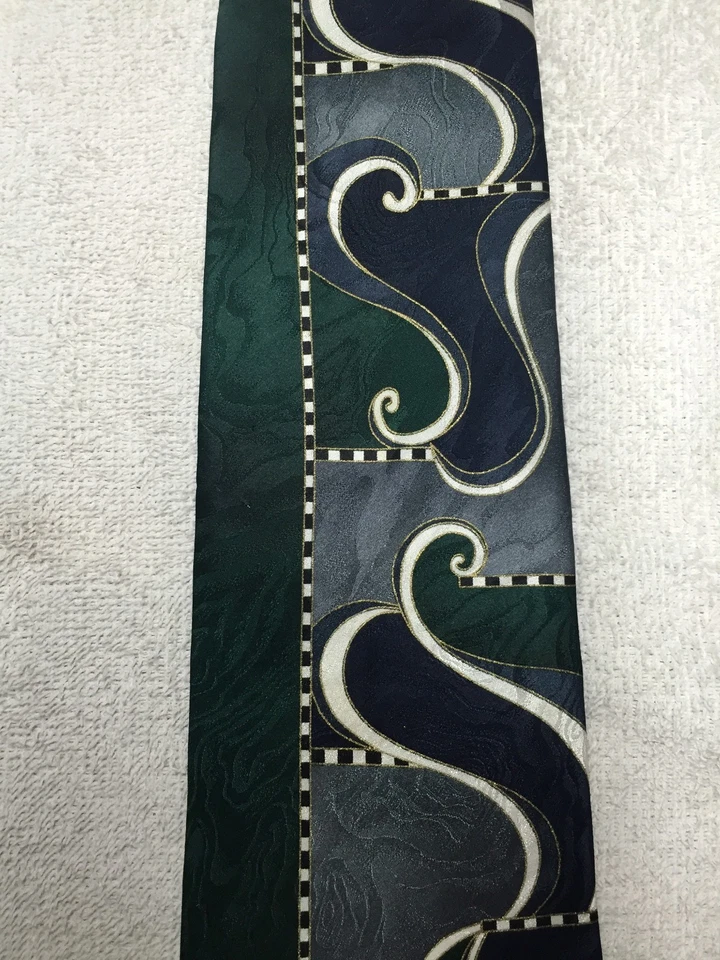 EQUIREMENTS 男式领带蓝色绿色灰色 4 X 58 — 第 3/4 张图片