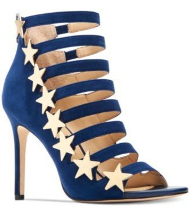 Katy Perry The Stella Star Studded Blue Suede Gladiator Stiletto