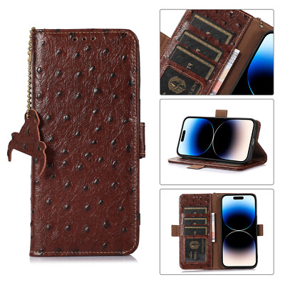 Strauß-Muster Echt Leder Tasche Flip Wallet Case Klapphülle fr Xiaomi 17 17T Pro