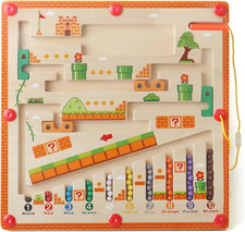 Magnetic Color and Number Maze, Montessori Wooden Toddler Magnet Puzzle Game