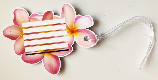 TWO Hawaiian Luggage ID Bag Tag Travel Accessories Die Cut Pink Plumerias Hawaii