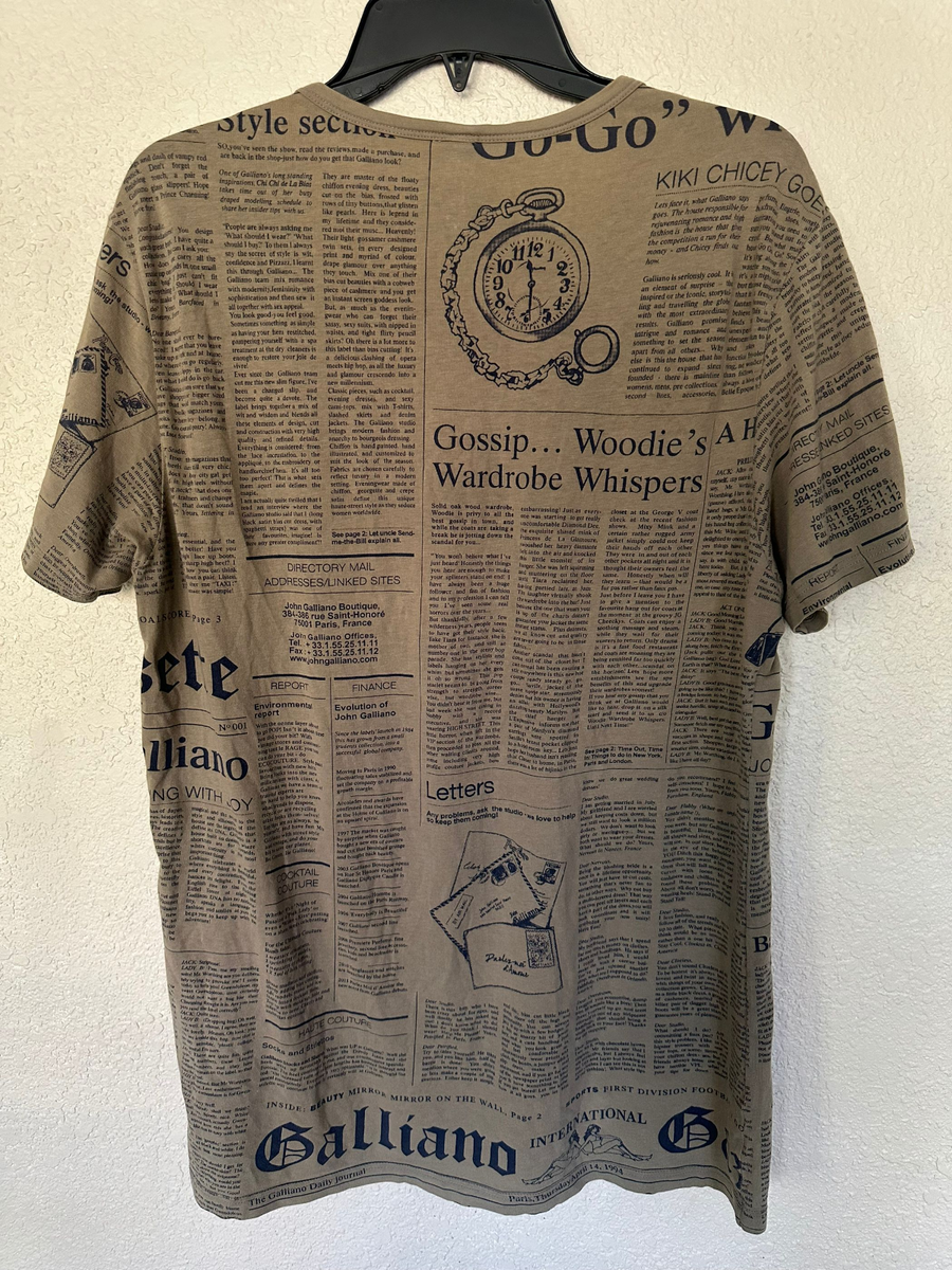 John Galliano Newspaper T-Shirt Size M | eBay