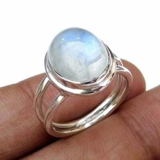 Natural Moonstone Ring,925 Sterling Silver,Handmade Gemstone Ring,Made For Her