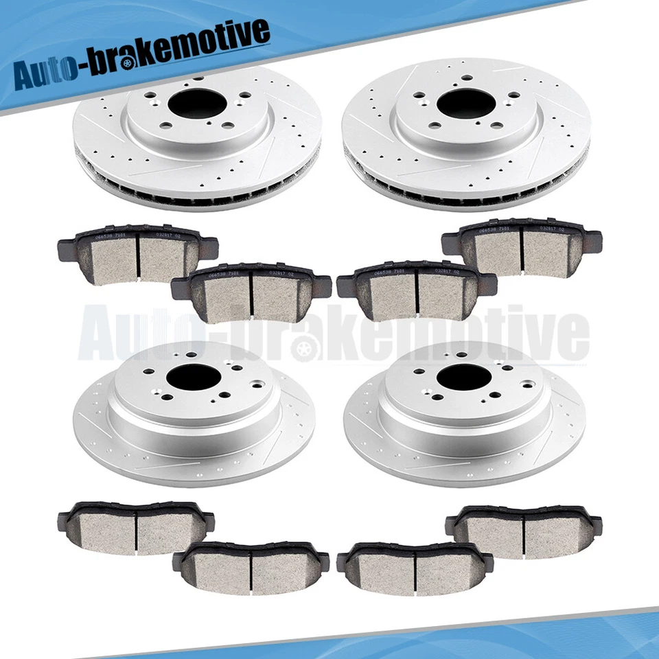 BRAKE ROTORS & CERAMIC PADS KIT FRONT & REAR FOR 2005-2010 HONDA ODYSSEY V6 Foto 2 de 4