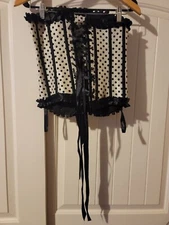 Women’s Bustier Boned Corset Top White Satin Waist Cincher Size S