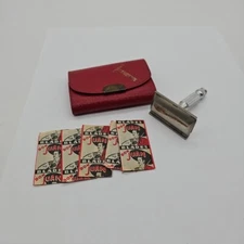 Vintage Gillette USA L4 Safety Tech Double Edge Travel Razor W/ Case & Blades