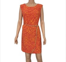 Guess Los Angeles Size 8 Dress with Gold Belt Pink Orange  Stretch