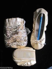 WOMENS S~L~XL MEMORY FOAM LINED TAKE-A-LONG SLIPPERS W/ POUCH~GOLD~NWT