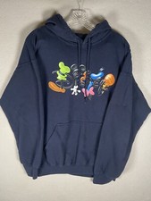 Disney Store Navy Blue Hoodie Size Medium Fleece Pullover Mickey Minnie Goofy