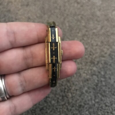 VINTAGE So Beautiful Ernest Borel Enamel Covered Watch Bangle Has Not Been Test