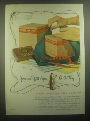 1945 Daniel Webster Pipe Tobacco Ad - Giver and Giftee agree on one thing