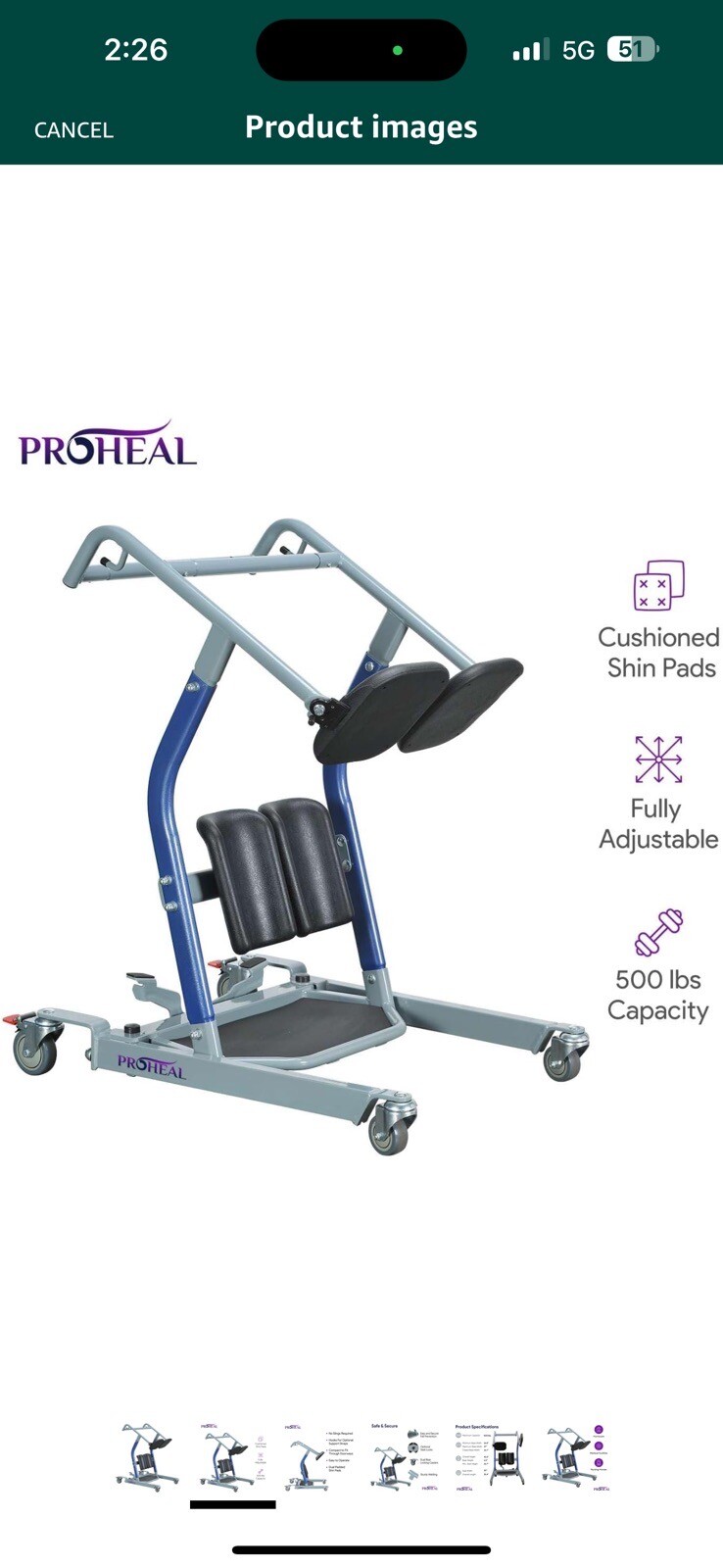 ProHeal Stand Assist Lift Sit to Stand Standing Transfer Lift 500