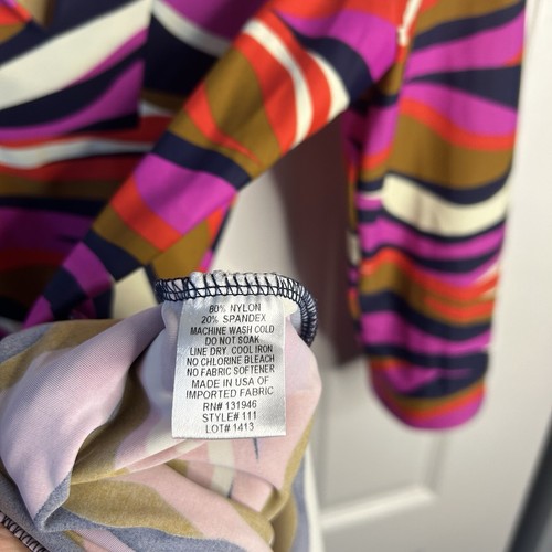 Abito tunica JUDE CONNALLY $198 liscio elasticizzato tubino rosa marrone stampa geo M Medium - Foto 5 di 6