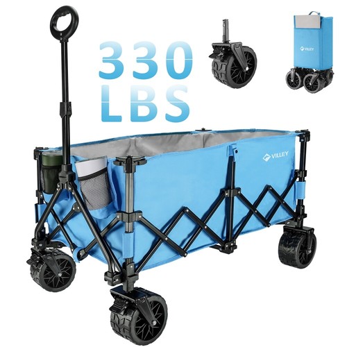 VILLEY Carrello Pieghevole Resistente 220L Esteso Pieghevole Utilità Carrelli - Foto 1 di 11