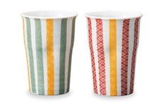 Pair Kutani yaki ware Japanese Beer Sake Water cup Tumbler Chiyogami pattern