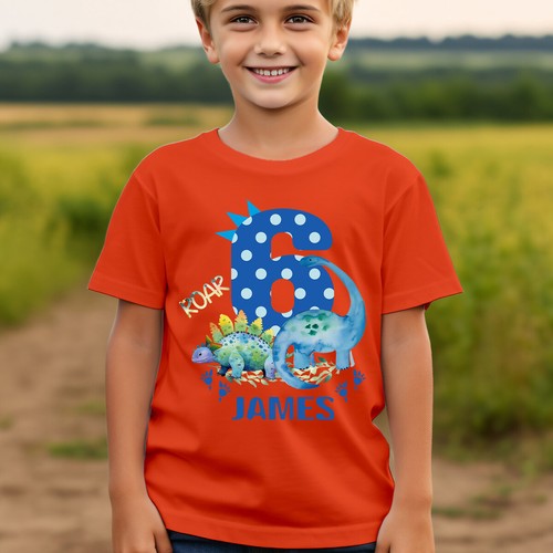 Personalised Dinosaur 6th Birthday Kids T-Shirt Name Gift Boys Girls Top #TA-195 - Picture 24 of 32