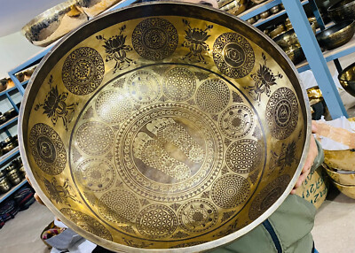 Large Buddha feet & Auspicious Symbols etched singing bowl- In Various Sizes-