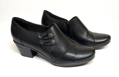 Clarks Ultimate Comfort Collection Black Button Sides Slip On Shoes Size 9M
