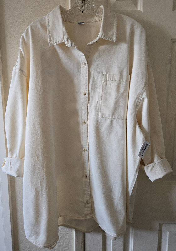 Vanilla Cream Heavy Duty Oversized Denim Jean Buttondwn Shirt 4XL 5X 28 30 32 4X