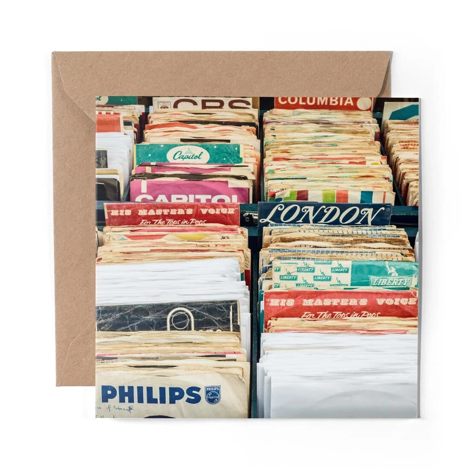 DV DESIGN 1 x Blank Greeting Card Vinyl Music Records Retro Vintage DJ #24401