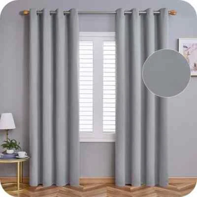 Rideaux a Oeillets 140x240cm Isolant Thermique Phonique Lot de 2 Gris Gris - Photo 1/4