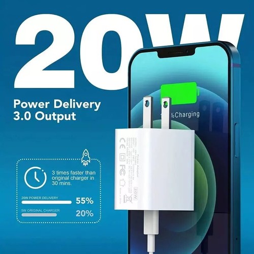 For iPhone 14 13 12 11 XR 8 20W Fast Charger Block USB Type C Wall Power Adapter - Picture 9 of 15