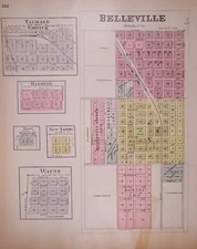 1887 Plat Map ~ BELLEVILLE, WAYNE, TALMAGE, HARBINE, ELGO Twps., KANSAS #222