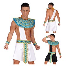 Mens Cleopatra Egyptian Costume Skirt Neck Collar Arm Cuffs Belt Cosplay Costume
