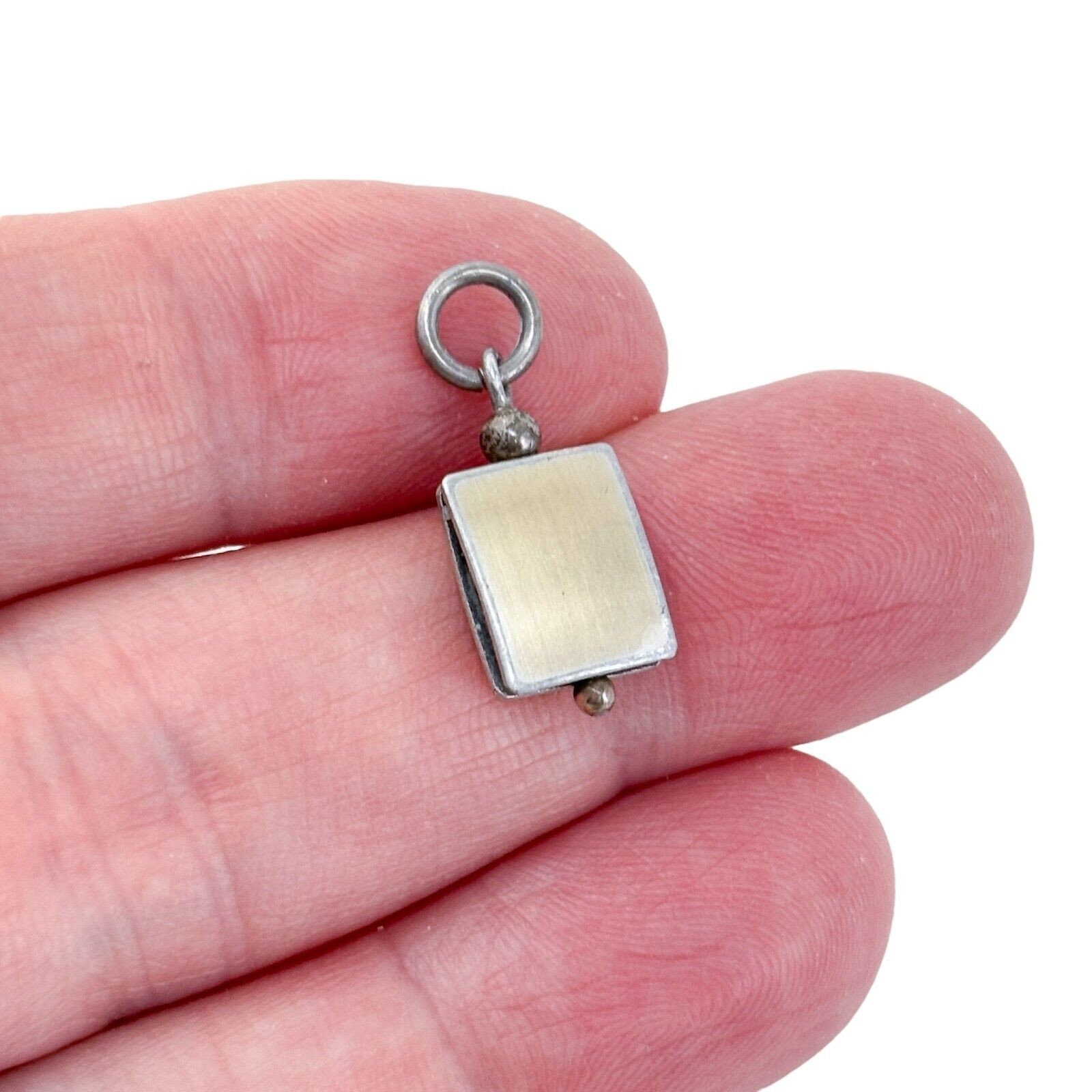 Estate Silver Tone Rectangular Charm Pendant - image 1