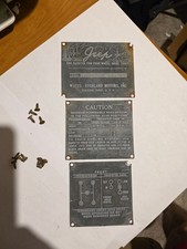 Original Master Data Plate Set For Early Willys Overland Cj-2a Cj2a Jeep