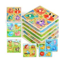 6PCS Wooden Toddler Puzzles, Montessori Toys Peg Puzzles for 3-... FAST USA SHIP