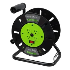 Heavy Duty Extension Cord Storage Reel with 4Grounded Outlets, 10A Circuit Br...