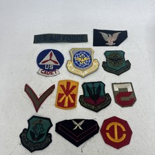 Vintage Lot of 12 Military Patches- Air Force, Army, Cadet