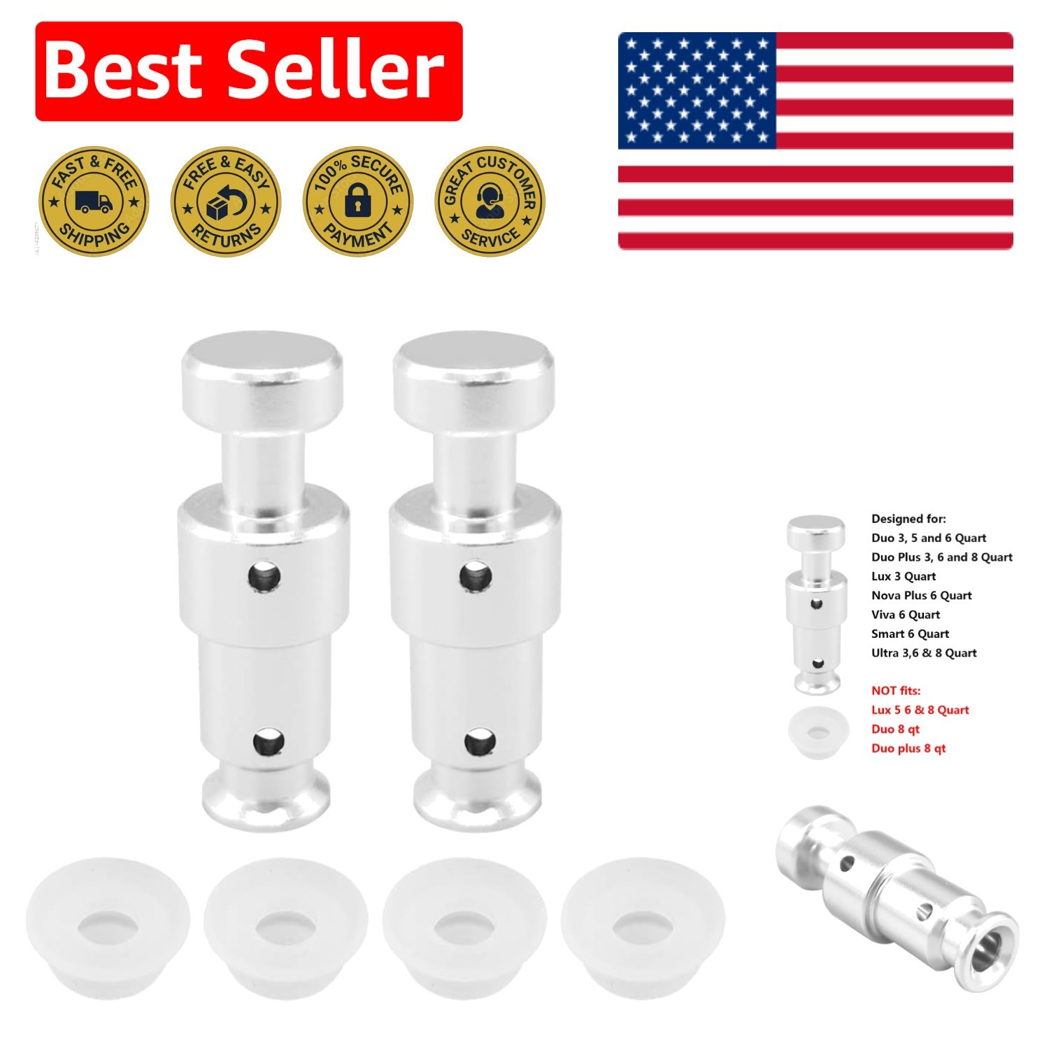 Instant Pot Replacement Float Valves - 2 Valves & 4 Silicone