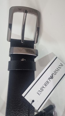 Armani Gürtel Unisex Leder Schwarz Ungeöffnet 115cm Länge 4cm Breite Unisex 