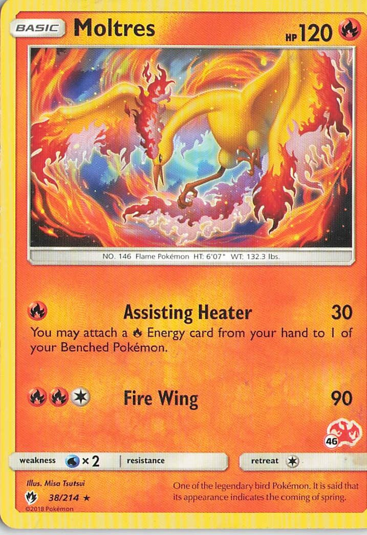 Moltres 38/214 Rare Lost Thunder Pokemon Lightly Played (L1)