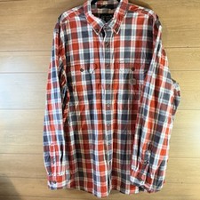 Carhartt men  s 2XLT XXL orange gray Plaid Casual long sleeve button down Shirt