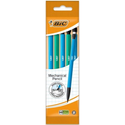 BIC Matic Druckbleistifte mit Radierer - HB 0,7 mm Feder - 5er Pack Mehrfarbig 