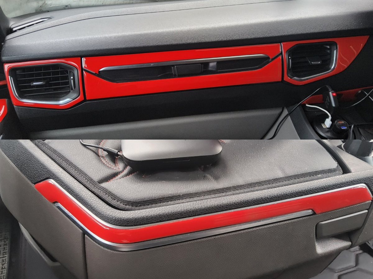 Kram-Truck Dashboardplank Gladde Geborduurde Hoes Truck Cockpit TV-rek Compatibel met SCANIA S/R vanaf 2017 10mm Foam Faux Leather Resistant Grey
