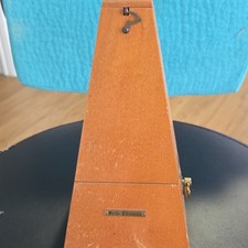 Seth Thomas Wooden Pyramid Metronome w/ Removable Lid Mechanical Analog Brown