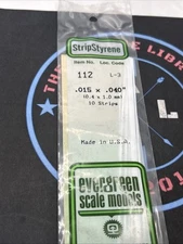 Evergreen Scale. Polystyrene Strips. 14" 8610. HO Scale 6x10. .066x.112 (10)