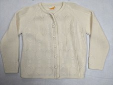 Sears Womens Cardigan Sweater Knit See Measurements Acrylic Cream