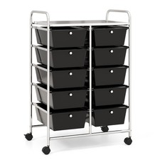 10-Drawer Rolling Storage Cart Tools Scrapbook Paper Organizer on Wheels Black