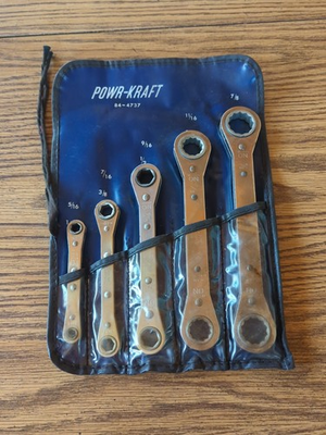 #ad Vintage Power Kraft 84 4737 Ratchet End Wrench Set of 5 Double Ended 1 4quot; 3 4quot; $40.00