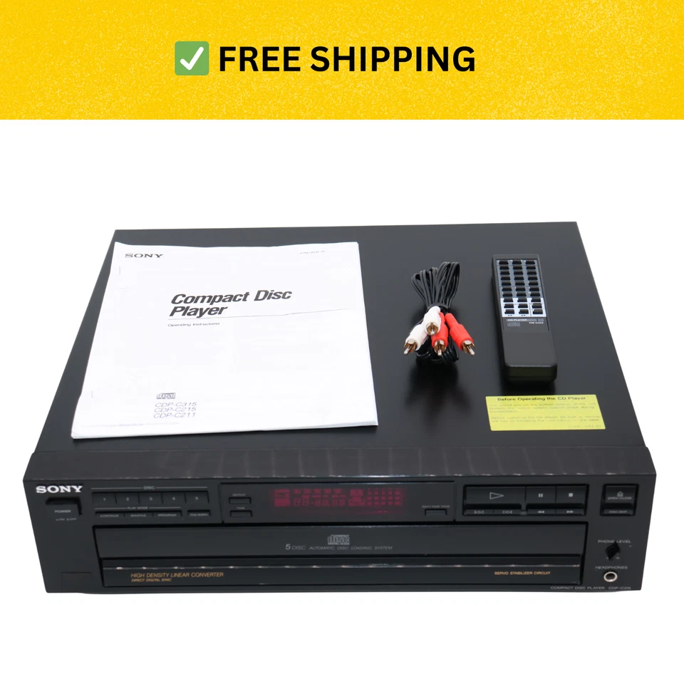 Cambiador reproductor de CD Sony CDP-C215 5 discos con control remoto | Probado y funcionando Foto 2 de 4