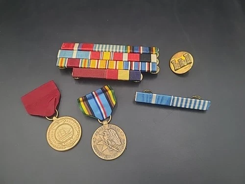 Mixed Lot of 5 Vintage Military Pins/buttons/ Ribbons. WW2 - Current. MG