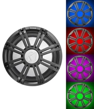 KICKER 45KM102 10" 350w Marine Boat Subwoofer Sub KM10+Charcoal Grille w/LED's