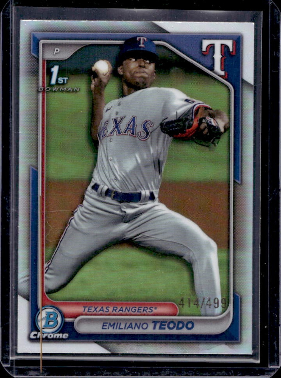 2024 Bowman Chrome Emiliano Teodo Refractor 1st #414/499 Rangers